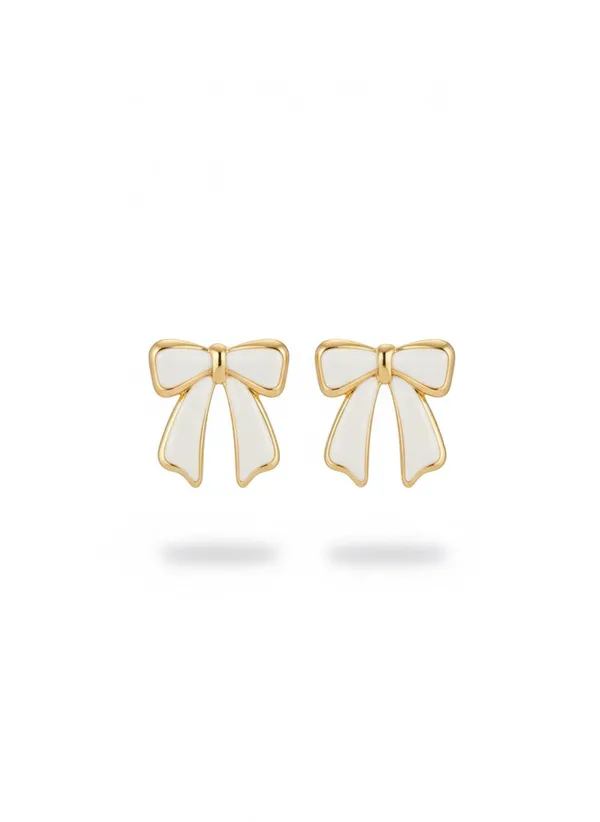 White_Petite_Porcelain_Bow_Studs_Earrings_For_Women